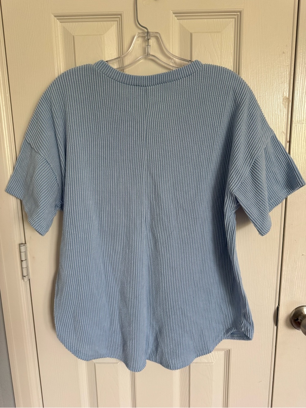 Altar'd State Periwinkle V-Neck Ribbed Oversized Top - Picture 2 of 3